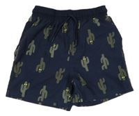 Tmavomodré plážové kraťasy s kaktusmi Yigga