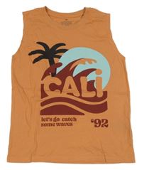 Tehlové tielko s palmou a nápisom H&M