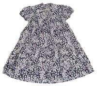 Tmavomodro-bílé vzorované plátěné šaty Cubus