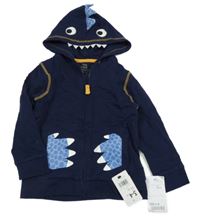 Nové - Tmavomodrá prepínaci mikina s kapucí - dinosaurus Mothercare