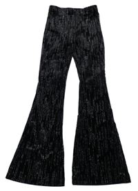 Černé třpytivé sametové flare legíny Zara