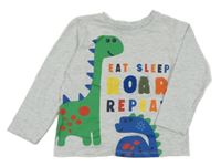 Svetlosivé melírované tričko s dinosaurom Pep&Co