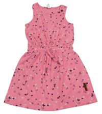 Neónově ružové bavlnené šaty s motýly Topolino