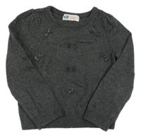 Tmavosivý sveter s mašľami H&M