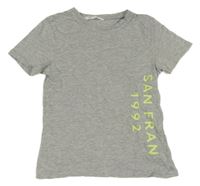 Sivé melírované tričko s nápisom a číslom H&M