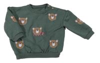 Khaki mikina s medvědy Matalan