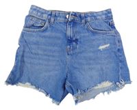 Modré rifľové kraťasy s vyšúchaním Denim Co.