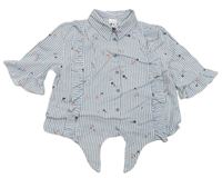 Modro-biela pruhovaná crop blúzka s kvítky C&A