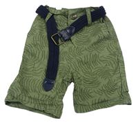 Khaki plátenné kraťasy s listami a opaskom Denim Co.