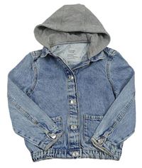 Modrá melírovaná riflová bunda s teplákovou kapucí Denim Co.