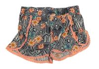 Čierno-oranžové kvetované ľahké kraťasy Primark