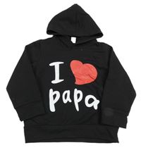 Čierna ľahká mikina s nápisom a kapucňou