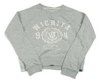 Sivá melírovaná crop mikina s nápisom H&M