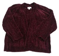 Vínový žinylkový cardigan s vreckami
