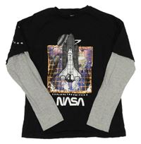 Černo-šedé triko s Nasa M&S