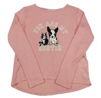 Svetloružový ľahký sveter s psíkom a mačkou H&M