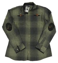 Nové - kaki-čierna kockovaná košeľa