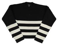 Čierno-biely pruhovaný crop sveter New Look