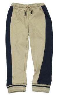 Béžové tepláky s tmavomodrým pruhem Tu