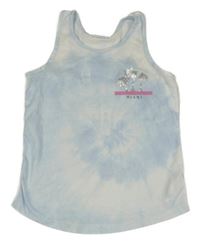 Bielo-svetlomodrý top s potlačou