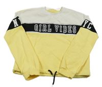 Žlto-bielo-čierna crop mikina s nápisom C&A