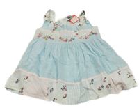 Nové - světlemodré lehké šaty s výšivkami květů Next