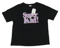 Nové - černé tričko s nápisem z flitrů Next