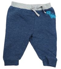 Tmavomodré tepláky s dinem a šedým pasem C&A