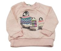 Světlerůžová mikina s tučňáky 