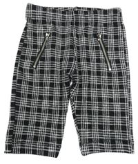 Čierno-biele kockované úpletové kraťasy s zipy F&F