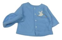 2 set - Modrá fleecová prepínaci mikina s králíkem + čapica