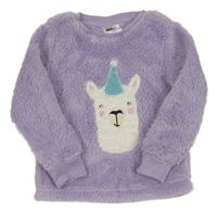 Fialová chlpatá mikina s lamou Lily & Dan