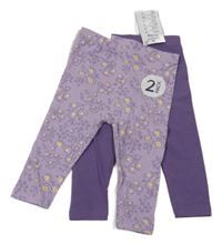 Nové - 2x legíny - fialové + lila květované Pep&Co