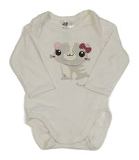 Biele body s mačkou H&M