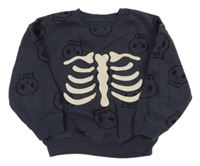 Tmavomodrá mikina s kostrou Primark