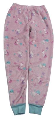 Ružové chlpaté pyžamové nohavice s pudlami St. Bernard