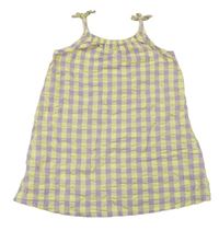 Žluto-lila kockované krepové šaty Nutmeg