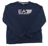 Tmavomodrá mikina s logom zn. Emporio Armani