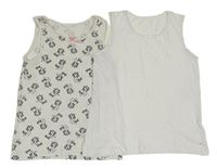2set - 2x košilka - bílá + biela s jednorožcami