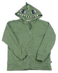 Khaki prepínaci mikina s kapucí - dino