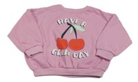 Ružová oversize mikina s třešněmi zn. Matalan
