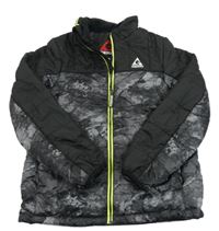 Sivá vzorovaná šušťáková zimná bunda s logom Garry