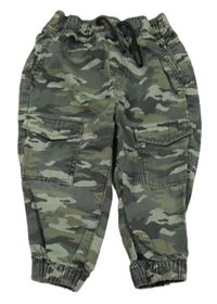 Khaki army plátěné cargo cuff kalhoty Nutmeg