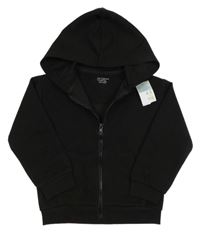 Nové - Černá žebrovaná propínací mikina s kapucí Primark