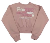 Ružová crop mikina s nápismi Peacocks