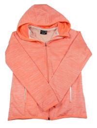 Neonově oranžová melírovaná propínací thermo mikina s kapucí  Ergeenomixx