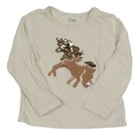 Smotanové tričko s jednorožcem z flitrů C&A