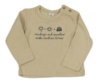 Béžové žebrované triko s obrázky a nápisem Topomini