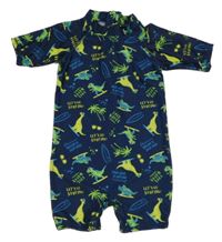 Tmavomodro-zelený kraťasový UV overal s diny Kiki&Koko