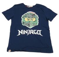 Tmavomodré tričko s obrázkem z flitrů - Lego Ninjago H&M